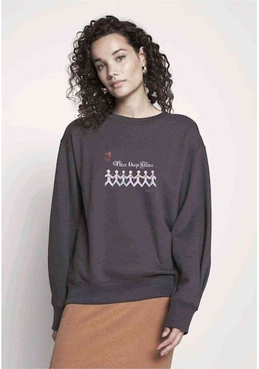 Three Days Grace Baskılı Füme Antrasit Kadın Sweatshirt