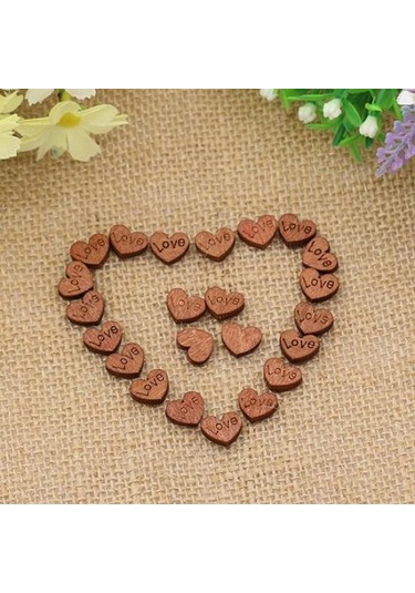100 Adet Ahşap Aşk Kalp Düğmesi Düğün Masa Dağılımı Konfeti Dekorasyon El Sanatları Love Letter