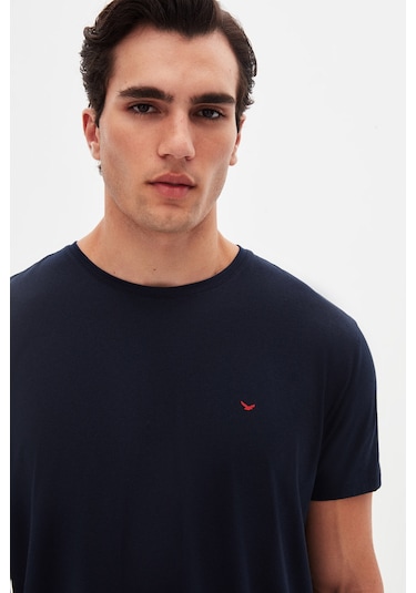 Ds Damat Regular Fit Lacivert Düz Nakışlı %100 Pamuk T-shirt 4hc140632006m Lacivert