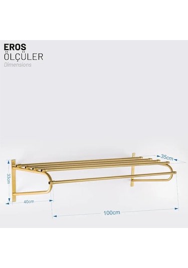 Eros Gold Metal Duvara Monte Askılık Gold