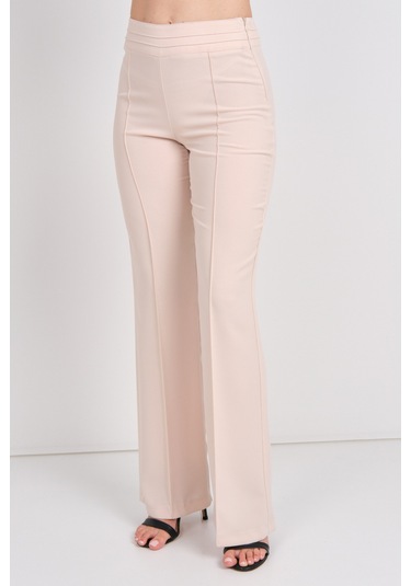 Moda İlgi Kadın Yüksek Bel İspanyol Paça Pantolon 4042 Taş Taş
