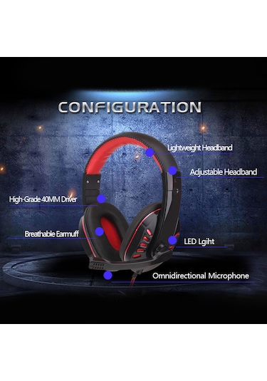 Vkemall Mavi Kafaüstü Kulaklık, Kulaklık Bağlantısı, Ps4/xbox/dizüstü Bilgisayar/pc Oyunları İçin Uygun