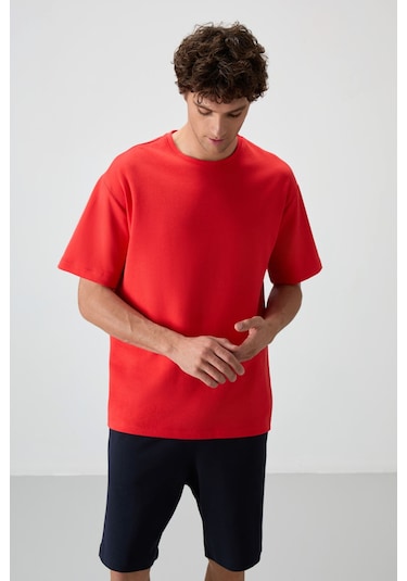 Tommy Life Fiesta - Lacivert Pamuklu Kalın Yumuşak Dokulu Oversize Fit Basic Erkek Şort Takım - 85249 Kırmızı Tommy Life Fiesta - Lacivert Pamuklu Kalın Yumuşak Dokulu Oversize Fit Basic Erkek Şort Takım - 85249 Kırmızı