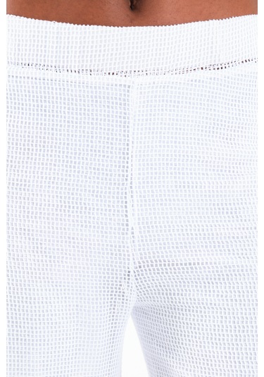 Astarlı Kare File Pantolon Beyaz