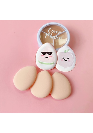 Melien Mini Cool + Elma Desenli Puf Parmak Yüz Makyaj Süngeri 2'li