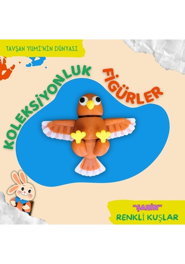 Tavşan Yumi Renkli Kuşlar Koleksiyonu - 4 Parça 5-7 Cm Hareketli Oyuncaklar Ve Bilgilendirici Kartlar "