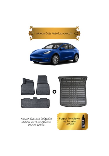 Tesla Model Y 2019 Sonrası Araca Özel Havuzlu Paspas Ve Bagaj Havuzu Hediyeli