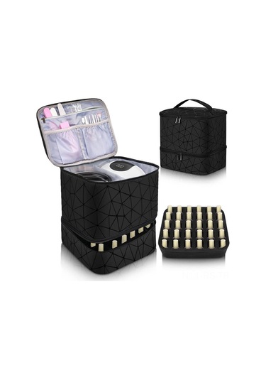 Reedark Taşınabilir Çift Katmanlı Tırnak Bakım Çantası - 30 Şişe Kapasiteli Çok Renkli