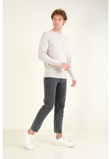 Giyim Dünyası Erkek Desenli Sıfır Yaka Kazak Taş 001