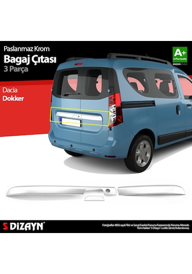 S-dizayn Dacia Dokker Krom Bagaj Çıtası 3 Prç. 2012 Üzeri