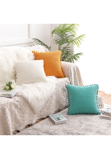 Yunboo Turuncu Mısır Taneli Dokulu Kadife Yastık Kılıfı - Modern Ev Dekoru, 45x45 Cm, Yumuşak Ve Temizlenmesi Kolay, Koltuk/canape Kullanıma Uygun Diğer