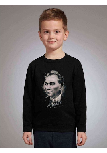 Ulu Önder Gazi Mustafa Kemal Atatürk Portre Baskılı Çocuk Siyah (529021166) Siyah