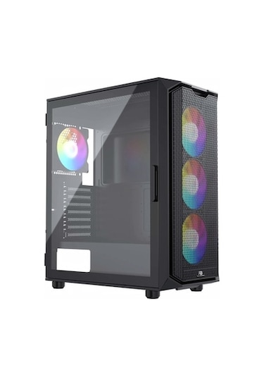 Powerboost VK-K521B 650 W 80+ USB 3.0 Mesh Rgb Atx Mid Tower Bilgisayar Kasası Siyah