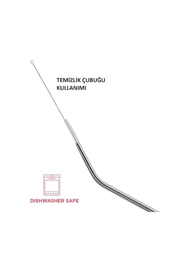 Çelik Pipet Paslanmaz Çelik Metal Meşrubat Pipeti Ve Pipet Temizleme Fırçası Seti 5 Parça Renkli