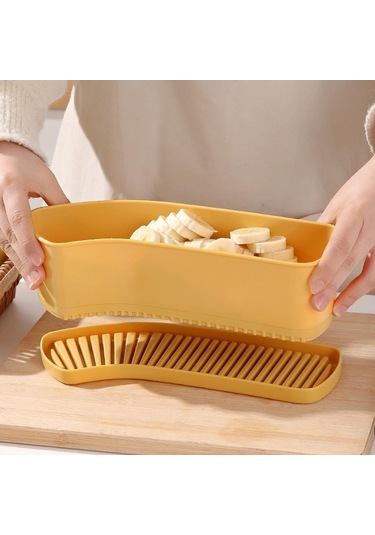 Homyl Muz Dilimleyici Salatalık Meyve Kesici Çok İşlevli Sarı