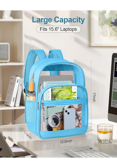 Vkemall Geniş Kapasiteli Transparan Sırt Çantası - Oxford Kumaş Ve Pvc Malzeme, Kolay Temizlenir, Okul/konser/seyahat İçin Uygun