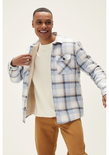 Bad Bear Thomas Mavi Kareli Erkek Oduncu Gömlek Ceket-mavi Mavi