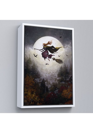 Çerçeveli Süpürge İle Uçan Cadı, Cadılar Bayramı Hediyesi, Hallowen Tablo -6398