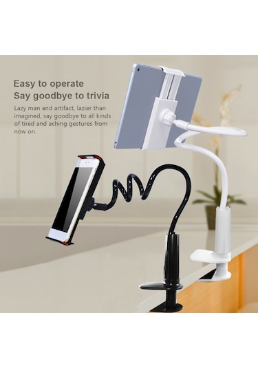 Shineyee Siyah Esnek 360 Derece Dönen Telefon Ve Tablet Tutucu - 70cm Pvc Kol İle 4-10.6 İnç Cihazlar İçin - Yatak, Masa Ve Araçda Filmler, Canlı Yayınlar İçin Evrensel Tutucu Diğer
