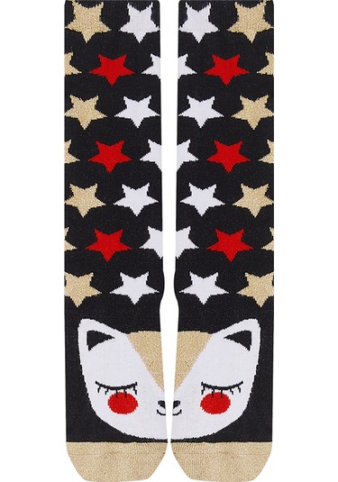 Mshb&g Simli Kedi Kız Çocuk Dizu Stu C Orap Renkli