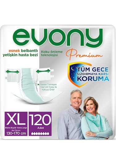 Evony Premium Belbantlı Yetişkin Hasta Bezi XL 120'li