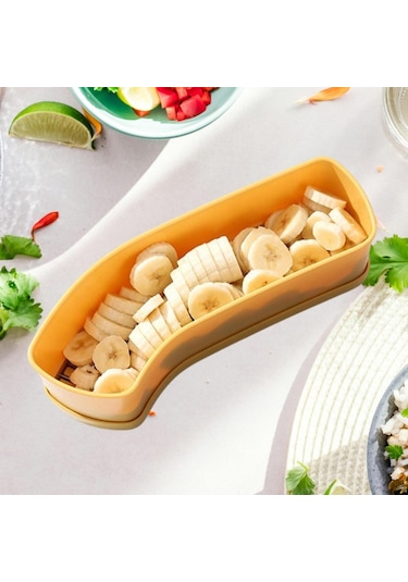 Homyl Muz Dilimleyici Salatalık Meyve Kesici Çok İşlevli Sarı