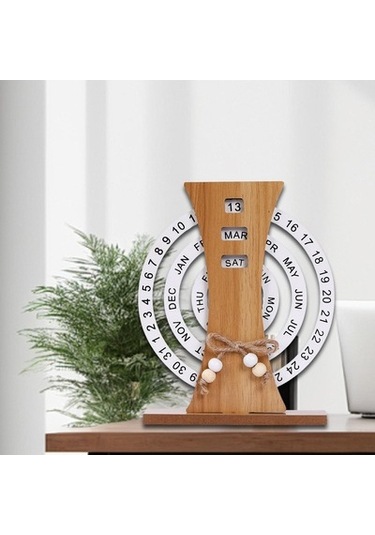 Lijinxu Ahşap Sürekli Takvim El Sanatları Masa Dönme - Dolap