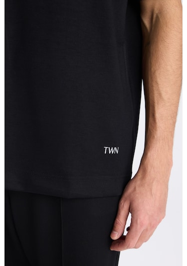 Twn Relaxed Fit Siyah Düz T-shirt 6ec146171622m 001