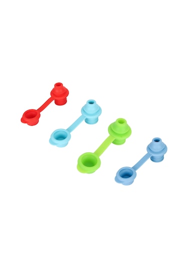 Springsun 4'lü Silikon Çocuk İçme Ucu: Taze Renkler Mavi+yeşil+kırmızı+lacivert - Sızıntısız Kullanim, Evrensel 28mm Şişelere Uygun, Temizliği Kolay
