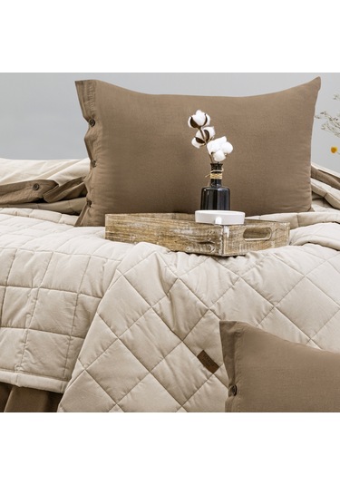 Schafer Home Soft Yatak Örtüsü Nevresim Seti 5 Parça-bej Bej