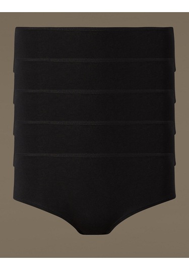 Marks & Spencer 5'li Cotton Lycra Short Külot Seti Siyah