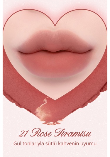 Dasique Kalp Tasarımlı Yoğun Pigmentli Köpük Yapılı Kadife Bitiş Sunan Ruj Souffle Color Pot 21 Rose Tiramisu 21 Rose Tiramisu