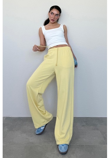 Madmext Sarı Bol Paça Kadın Eşofman Altı Mg2279 Sarı