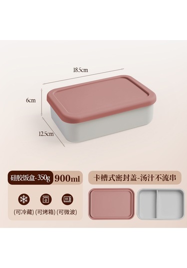 Mikrodalga Fırında Isıtılabilir Silikon Yemek Kabı C-3 Beyaz - Pembe