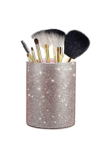 Ganzhoushop Makyaj Fırçası Tutucu, Parıltılı Pembe Kadın Kızlar Yuvarlak Kalem Tutucu Ofis İçin, Kalemlik Tutucu