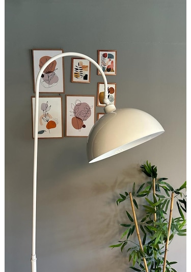 Dimmerli Işığı Ayarlanabilen Işığı Artırılıp Azaltılabilen Beyaz Hareketli Başlık Metal Lambader Beyaz