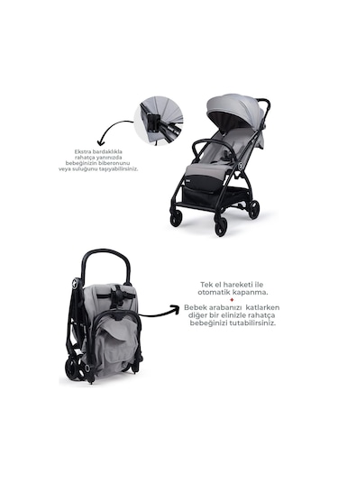 Kanz Xflop Autofold Kabin Boy Bebek Arabası Ultimate Grey