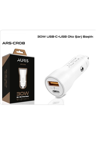 Auris CR08 30 W PD Yüksek Hızlı Oto Çakmaklık Araç Şarj Cihazı