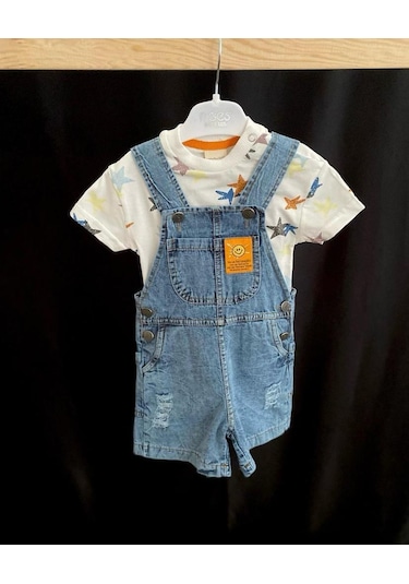 Minaz Baby T-shirt Kot Tulum Takım Mavi