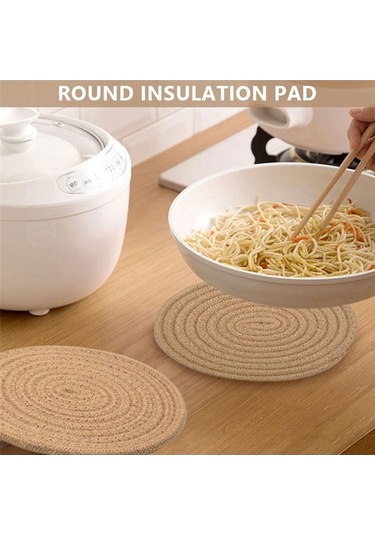 Ulzyvf Yuvarlak Sıcak Set Servisi Sarı-kahverengi Örgülü Kalın Isıya İnç Dayanıklı Amerikan Altlıklar 7 6'lı Lx Sarı - Kahverengi