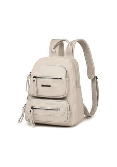 Mini Boy Yıkama Deri Kadın Sırt Çantası 21-k Barcelona 1929 Bej