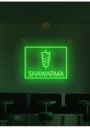 Twins Led Shawarma Yazılı Ve Şekilli Neon Tabela Yeşil Model:model:40863366 Yeşil