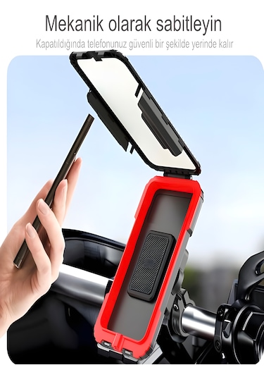 Su Geçirmez Motosiklet Ayna Gidon/direksiyon Montajlı Telefon Tutucu Titreşim Önleyici - Pro Mat Siyah