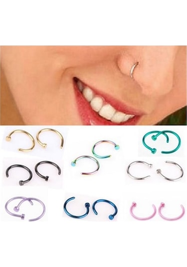 Novahub Siyah Moda Sahte Septum Tıbbi Titanyum Burun Halkası Vücut Klip Çember Kadınlar İçin Piercing Takı 1 Adet Siyah Siyah