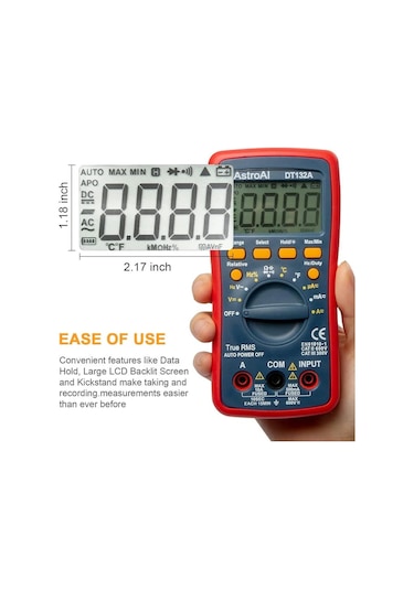 Astroai Dijital Multimetre 4000 Counts Test Cihazi Dt132a