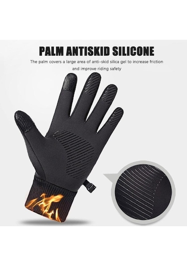 Su-Soğuk-Rüzgar Geçirmez Dokunmatik Parmak Motosiklet-Kayak Eldiveni - Large Siyah