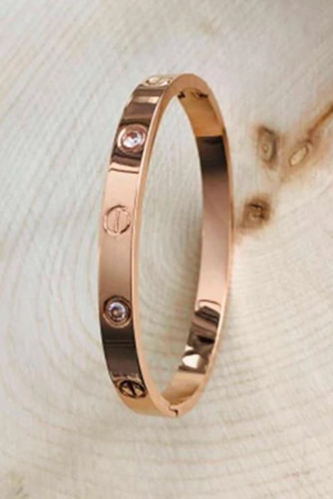 Taşlı Rose Çelik Bileklik Rose Gold