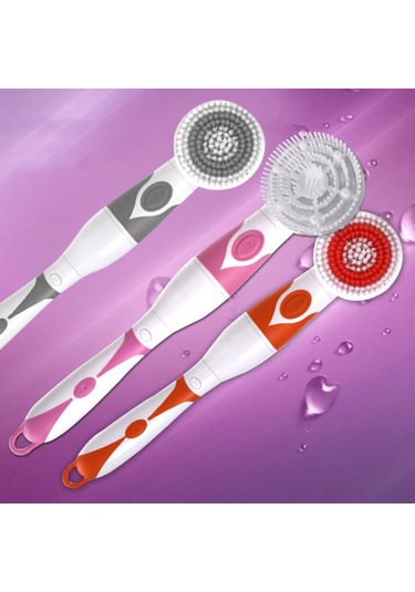 Ranyeek Elektrikli Duş Fırçası - Uzun Kollü 2 Hızlı 360 Döner Ipx6 Su Geçirmez Vücut Masaj Ve Temizleme Aleti Gri Çok Renkli