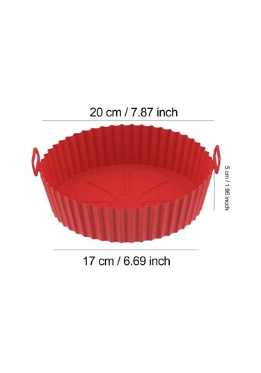 Kırmızı 22/24 Cm Yuvarlak Silikon Hava Fritöz Pişirme Sepeti Astarı Airfryers  20 Cm