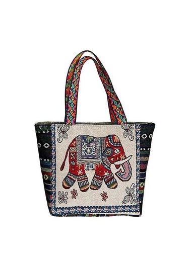 Ganzhoushop Vintage Tote Suntek Stil Kadın Günlük Kullanım F-kırmızı-fil Çanta Wu Çok Renkli